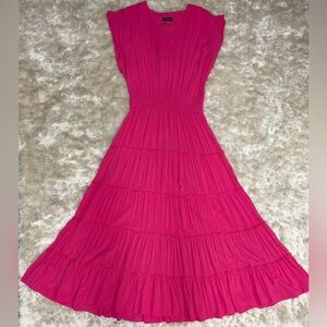 Smocked Waist Tiered Pink Maxi Dress-Excellent Condition
